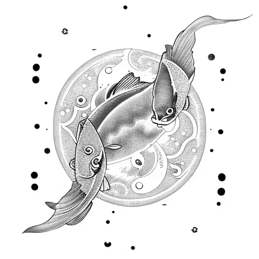 Sun and Moon koi fish tattoo design idea