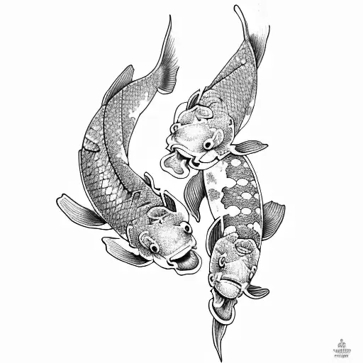 two koi fish simple tattoo design idea