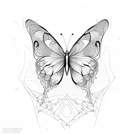 Butterfly geometric fade tattoo design idea