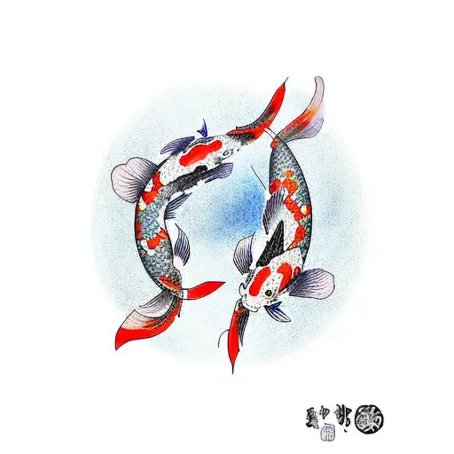 two koi fish tattoo design idea