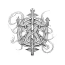 the rod of Asclepius tattoo design idea