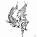 two koi fish simple tattoo design idea