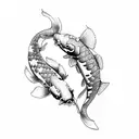 two koi fish simple tattoo design idea