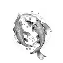 two koi fish simple tattoo design idea