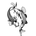 two koi fish simple tattoo design idea