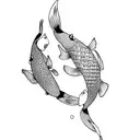 two koi fish simple tattoo design idea