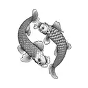 two koi fish simple tattoo design idea