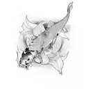 two koi fish simple tattoo design idea