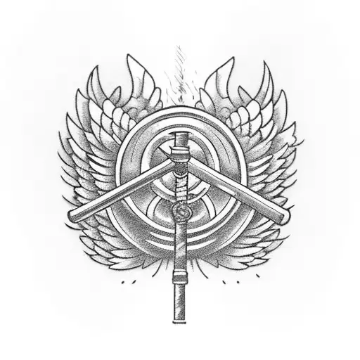 A barbell with wings surrounded by a wreath of roses, symbolizing the discipline and hard work of CrossFit tattoo design idea