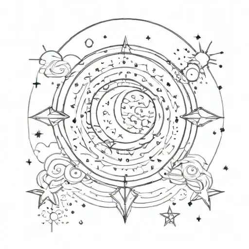 moon and sky filled with stars tattoo design idea