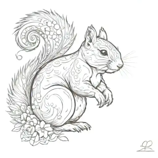 2d  squirrel tattoo design idea