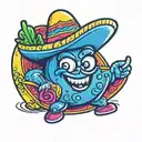 cartoon banana holding a taco wearing a sombrero tattoo design idea