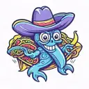 cartoon banana holding a taco wearing a sombrero tattoo design idea