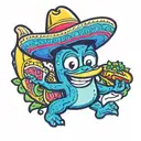 cartoon banana holding a taco wearing a sombrero tattoo design idea