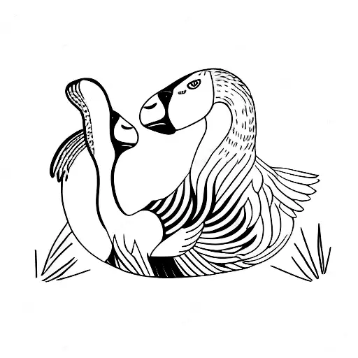 Goose and long cat tattoo design idea