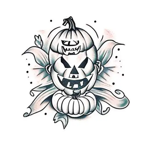 baby with jack o lantern head tattoo design idea