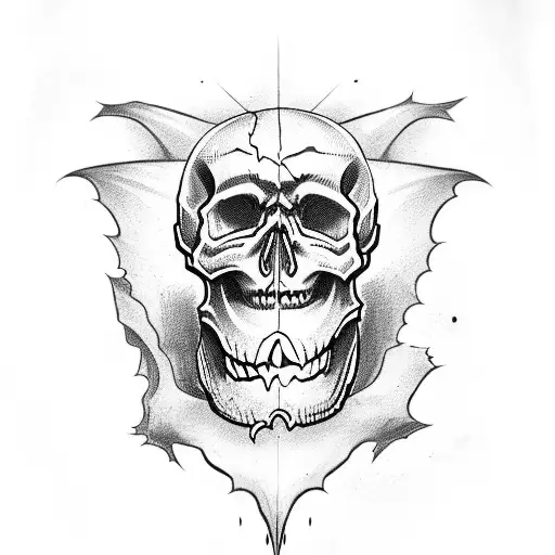 skull bat snake good vibes  tattoo design idea