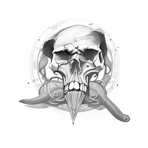 skull bat snake music wanderlust death depression tattoo design idea