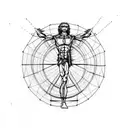  vitruvian man, and earth water fire air tattoo design idea