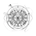golden ratio Fibonacci vitruvian man and earth water fire air tattoo design idea
