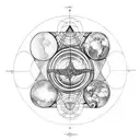 golden ratio Fibonacci vitruvian man and earth water fire air tattoo design idea