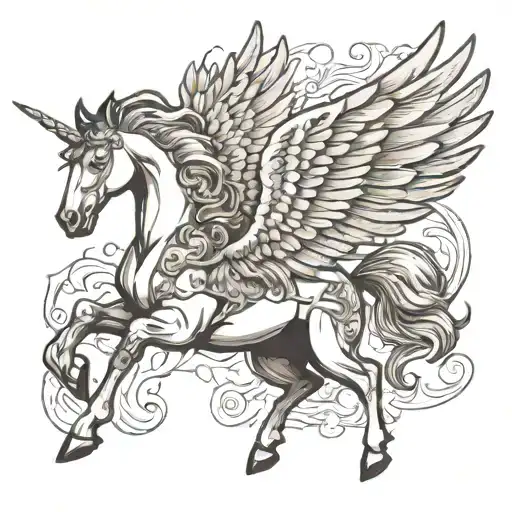 pegasus horse with wings tattoo design idea