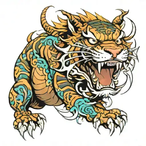 water Tiger wood dragon tattoo design idea