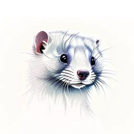 Colorful ferret with body and tail tattoo design idea