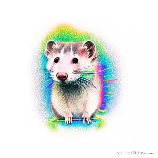 Colorful ferret with tail tattoo design idea