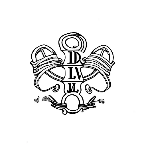 ankle bracelet with initials DN, GL, NM, NH tattoo design idea