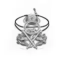 ankle bracelet with initials DN, GL, NM, NH tattoo design idea