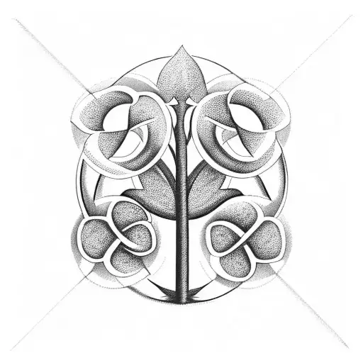3 longs stemmed flowers, christian cross, shamrock tattoo design idea