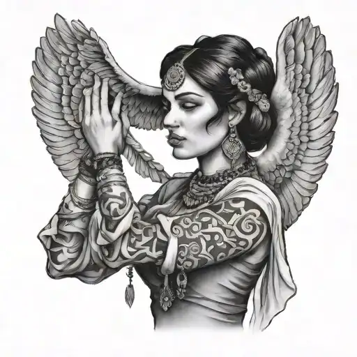 gypsy woman holding tattoo design idea