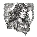 gypsy woman holding tattoo design idea