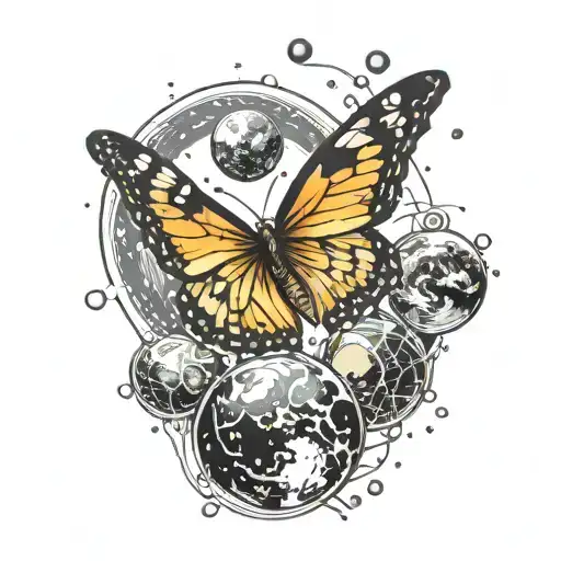 butterfly's in the solar system   tattoo design idea