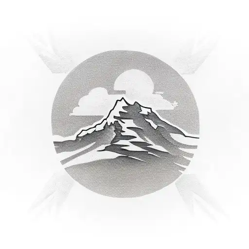 A Tennessee state outline with a silhouette of Metallica's logo and a Wyoming mountain range in the background tattoo design idea