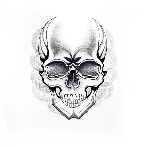 Motorcycle skull with intricate dotwork tattoo design idea
