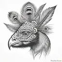 buffalo tattoo design featuring a peacock feather  tattoo design idea