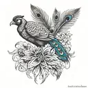 buffalo tattoo design featuring a peacock feather  tattoo design idea