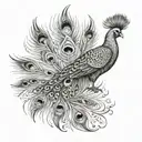 buffalo tattoo design featuring a peacock feather  tattoo design idea