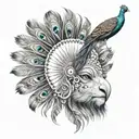 buffalo tattoo design featuring a peacock feather  tattoo design idea