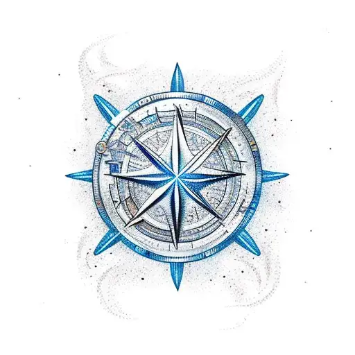 ocean theme,, waves, turtle, mermaid, compass, trident tattoo design idea