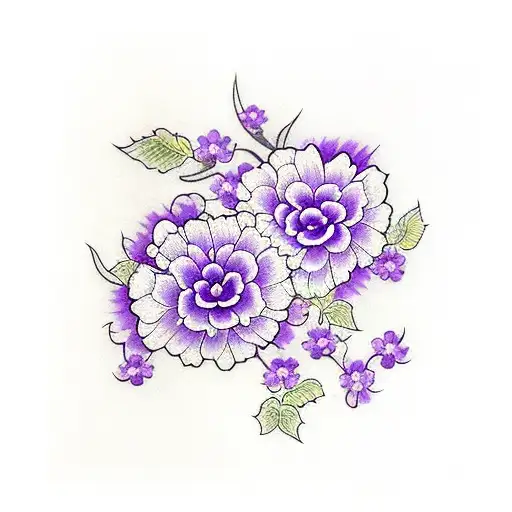 a vine with violet flowers tattoo design idea