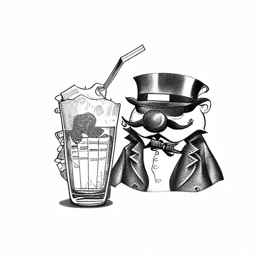 computer, mr. monopoly, bartender tattoo design idea