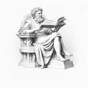 marcus aurelius statue reading a book tattoo design idea