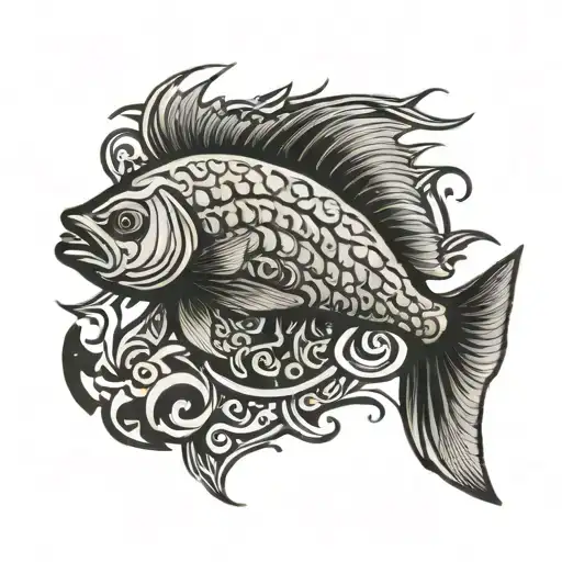 red drum with tribal tattoo design idea