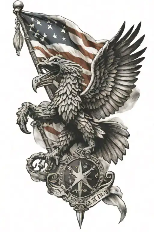 flag with discipline courage grit tattoo design idea