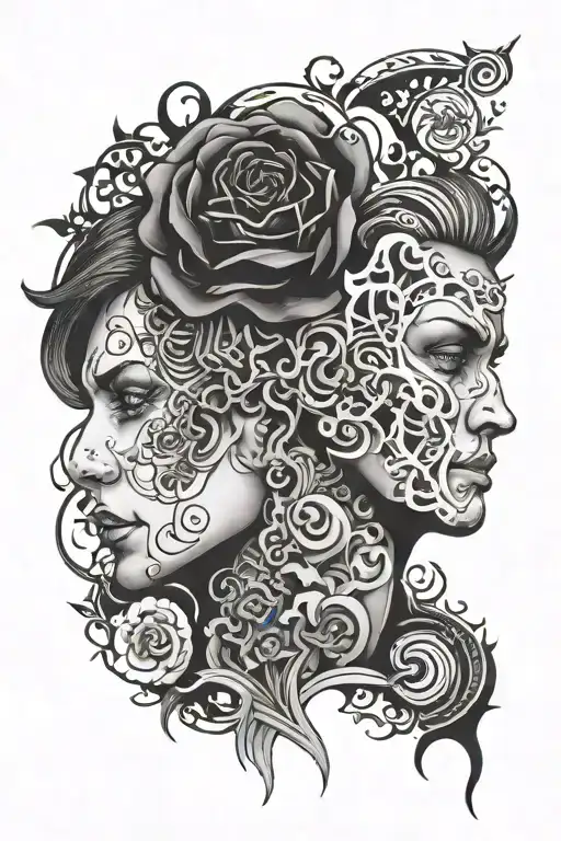 split personality  tattoo design idea