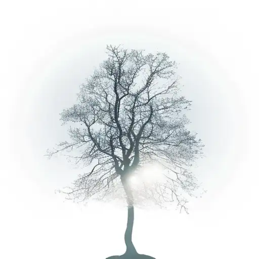 a tree standing alone in the middle of the ocean representing strength and loneliness  tattoo design idea
