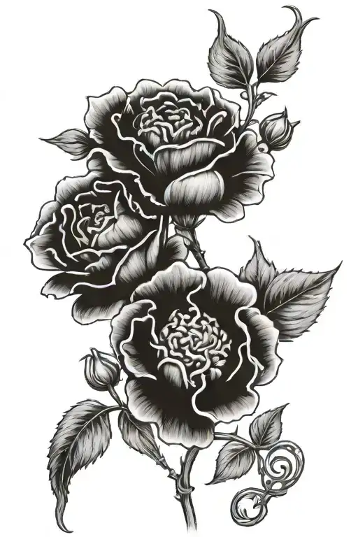 carnation and sweet pea with Celtic knot for mother and daughter tattoo design idea